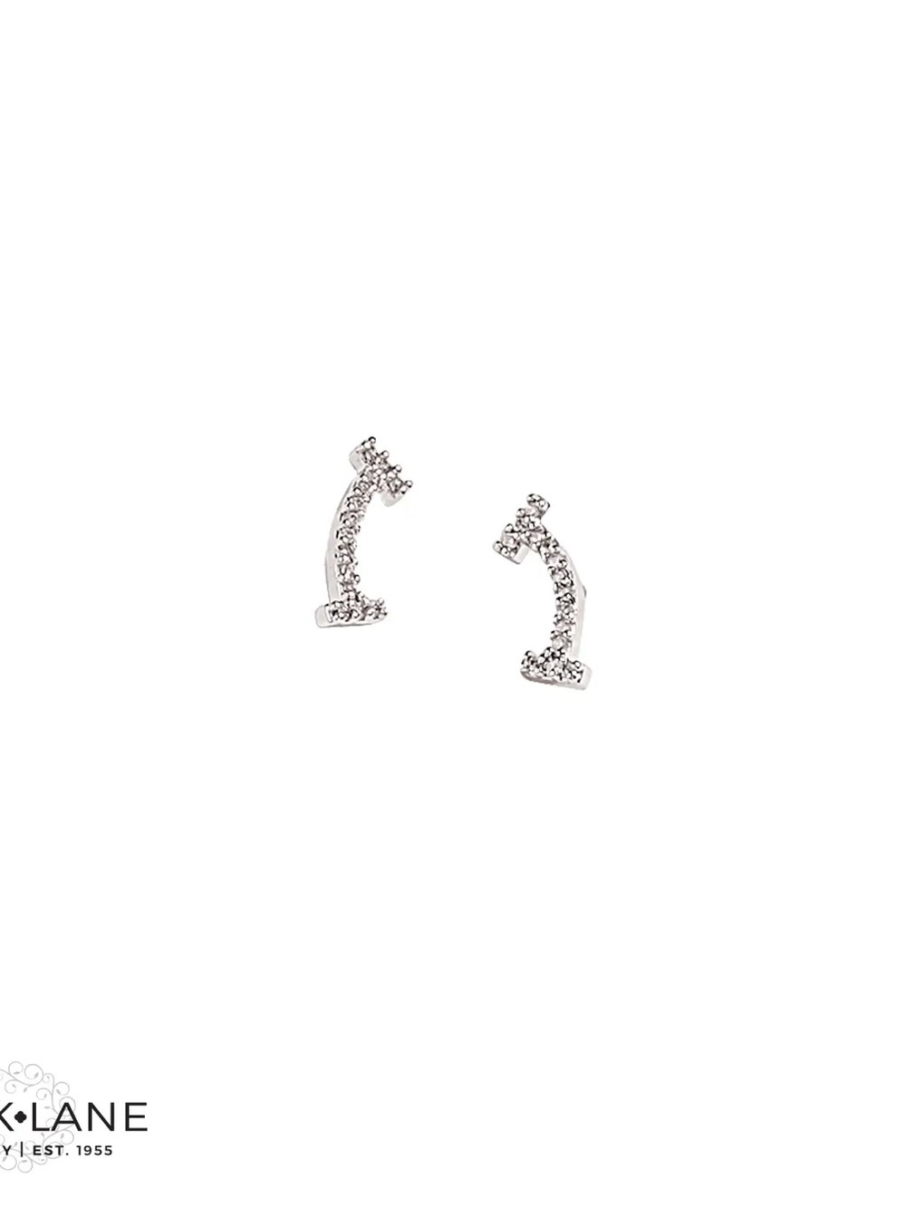 HAPPY Earrings | Silver Crystal Curved Bar Earrings | NEW